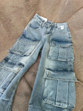 DERMEARNE American Retro Multi Pocket Jeans for Women Y2k Oversize Street Straight Trousers 2024 New High Waist Loose Wide Leg Pants