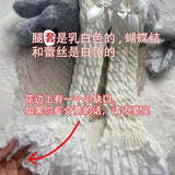 2024 Autumn Winter Lolita Loose Socks Sweet White Women Boot Socks Maid Lace Girl Leg Warmer Sleeve Fashion Bowknot Stocking