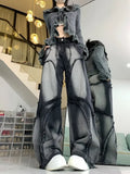 Y2K Wide Leg Jeans Women Hip Hop Style Fashion Vintage Streetwear Black High Waist Jean Female Trouser Baggy Denim Pants