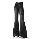 Harajuku Denim Trousers Y2k Trashy 2000s Clothes Women's Blue Flare Jeans Baggy Vintage 90s Aesthetic Low Waist Cowboy Pants