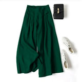 Dermearne Summer Pants for Women Cotton Linen Large Size Wide Leg Pants Femme Arts Style Elastic Waist Solid Casual Loose Pantalon