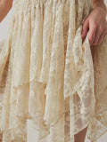 Women s Summer Floral Lace Mini Skirts Y2k Irregular Hem Retro Country Skirt Party Flowy Short Skirt