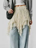 Women s Summer Floral Lace Mini Skirts Y2k Irregular Hem Retro Country Skirt Party Flowy Short Skirt