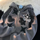 Zip Up Hoodie Women Y2K Kawaii Harajuku Clothes Full Gothic Web Sweatshirt Hip Hop Grunge Oversized Jacket Coat tops