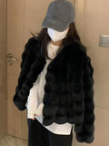 White Fur Coat for Women Autumn and Winter New Style Short Imitation Fur Plush Collarless Top Short Top Warm and Trend