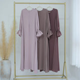 Dermearne Closed Muslim Dresses Women Drawstring Cuffs Side Pockets Islamic Clothing Dubai Turk Hijabi Robe Modesty Ramadan Eid