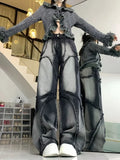 Y2K Wide Leg Jeans Women Hip Hop Style Fashion Vintage Streetwear Black High Waist Jean Female Trouser Baggy Denim Pants