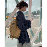 Dermearne Korean Navy Grid Loose Outer Shirt Sun Protection Thin Coat All-Matching