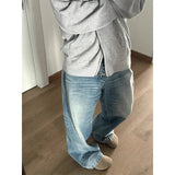 Vintage Straight Blue Jeans Woman Baggy High Waist Basic Denim Pants Korean Fashion Y2k Streetwear Wide Leg Trousers 2024