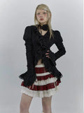 Lolita Vintage Gothic Lace Shirts Women Y2k Dark Aesthetic Irregular Blouses Yamamoto Style Grunge Flare Sleeve Shirt