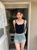 Dermearne 6 colors Women Summer korean Chic style Camis Lace Patch Tops sleeveless Sweet Casual Sexy U neck Tank Tops womens