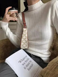 Basic Turtleneck Crop Sweater Women Casual Knitted Pullover Solid Color Jumper Long Sleeve Tops Slim Bottoming Shirt