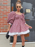 Printed Off-Shoulder Ruffled Mini Dress For women Square Collar Fashion Casual Elegant Party Dress Evening Mini Dress 2023