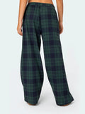 Plaid Pants for Women Casual Pajama Pants Elastic High Waist Slim Wide Leg Cute Pj Pants Pajama Bottoms Loungewear