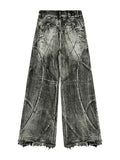 DERMEARNE Vintage Y2k Streetwear Punk Hip Hop Jeans Women Pants Grunge Baggy Ripped Denim Trousers Gothic Distressed Wide Leg Jeans Goth