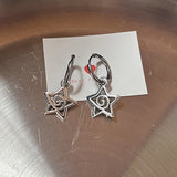 DERMEARNE Punk Style Dangle Earrings Unique Detachable Star Heart Drop Earrings Statement Jewelry Fashion Simple Hoop Earrings
