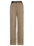 Dermearne y2k Twist Knitted Trousers Baggy Straight High Waisted Pants Women Retro Patched Button Joggers Khaki Harajuku Casual