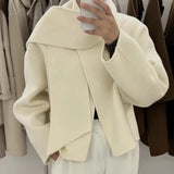 Fashion All-match Long Sleeve Scarf Collar Female Double-faced Cashmere Coat Women Woolen Coats 2024 Winter New 16O1863