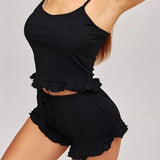 Dermearne Summer Women's Pajamas Set 2 Suspenders Pajamas Homewear Soft Pajamas Solid Color Sexy Shorts Women's Ventilate Casual Sleepwear