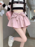 Jmprs Cute Bow Sexy Mini Skirt Women Sweet Design Kawaii Cake Skirts Summer Korean High Waist Fashion Female Ball Gown Skirt New