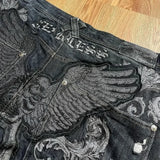 Gothic punk personality graphic design high-waisted jeans for women 2024 new casual popular versatile hip-hop straight pants y2k