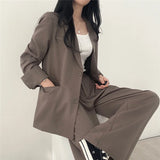 DERMEARNE  Fall Fashion Long Sleeve Blazer Mujer Pant Sets Blazers Women Casual Womens 2 Piece Outfit Set Suits Outwear
