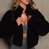 Women's S-3XL size Women's new plush cardigan short jacket lamb wool jacket for women coat women