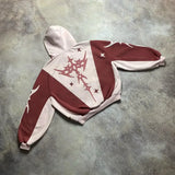 Dermearne   Simple Daily Loose Splicing Hoodies Women Geometric Pattern Embroidery Sweatshirt Gothic Y2k Youth Casual Men Version Tops
