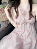 Y2k Vintage Chic French Style Midi Dress Women Princess Elegant Sweet One Piece Dress Female High Street Slim Dress 2024 Summer