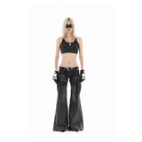 Vintage Black Women Jeans American High Waist Fashion Mop Pants Streetwear Y2K Wide Leg Jean Female Trouser 2024 Denim Pants