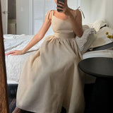 Women's Summer Backless Halter Dress Sleeveless V-Neck Strappy Long Vestidos Fashion Sexy Elegant Robes Beach Vacation Dresses