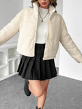 Women's Elegant Cotton Clothing Autumn and Winter New Female Clothing Fashion Style Versatile Short Cotton Jacket Overcoat Solid