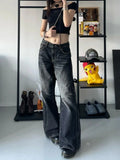 Y2k Black Jeans Women Baggy Vintage High Street Oversized Denim Trousers Gothic Gyaru 2000s Acubi Fashion Jeans