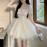 Dermearne Japan Sweet Lolita Dress Women Bow Kawaii Party Mini Dresses Female Korean Fashion Slim Bandage Princess Dress Summer 2024