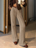 Dermearne y2k Twist Knitted Trousers Baggy Straight High Waisted Pants Women Retro Patched Button Joggers Khaki Harajuku Casual
