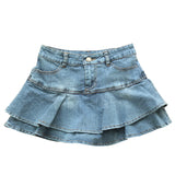 Ruffle Pleated Shorts Skirts Women Summer Low Waist A Line Y2K Denim Skirt Mini Short Jeans Skirts Outdoor Sex Skirt Woman