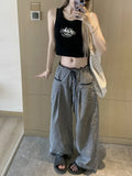 Sweet Black Women Plaid Pants Coquette Japanese Style Cute Wide Leg Trousers Harajuku Kawaii Palazzo Pants Vintage Y2k