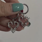 DERMEARNE Y2K Accessories Hoop Earrings Korean Fashion Thorn Heart Earrings for Women Punk Charm Jewelry Goth