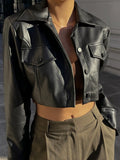 Womens Vintage PU Leather Jacket Coat Windbreaker Faux Fur Jacket Outerwear Coat Motorcycle Y2K 90s Jacket Streetwear