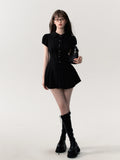 High Quality Dress A-line Short Sleeved Shirt Skirt Commuting College Style Elegant Sexy Lace Decoration Retro Dress Vestido Y2k