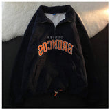 Dermearne Y2K retro embroidery hooded drawstring hooded zipper jacket men and women American lamb velvet couple loose coat female ins tide