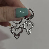 DERMEARNE Y2K Accessories Hoop Earrings Korean Fashion Thorn Heart Earrings for Women Punk Charm Jewelry Goth