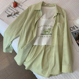 Simple Women Shirt Korean Loose Long Sleeve Chic Button Up Top Casual Fall All Match Office Ladies Blouse New