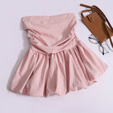 Off Shoulder Strapless Tank Top Solid Color Tube 2024 Summer Sleeveless Pleated Skinny Camisole