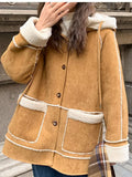Autumn Winter Sheepskin Fur Suede Parka Thickened New Hooded Lamb Wool Coat Cardigan Motorcycle Leather Jacket