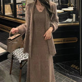 2024 Autumn New High-end Loose Simple Long Dress for Women  Fashionable Jacket and Dress Two-piece Set for Women