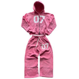 Dermearne Y2k Zipper Hoodie Two Piece Set Hip Hop Digital Print Hooded Women Clothes Sweatshirts Drawstring Casual Sports Pant Streetwear