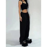 Casual Black Sweatpants Women Wide Leg Black Joggers Classic Baggy Streetwear Female Oversized Sports Trousers All-match