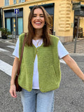 Casual Single-Breasted Women's Vest Chic Loose Sleeveless Waistcoat For Woman Autumn Thickened High Street Fashion Outwear Top ﻿