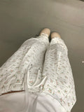 New Design High Waist Floral Prints Cargo Pants Beige Casual Elastic Waist Loose Wide Leg Trousers Summer 2024 Women Daily Sweet